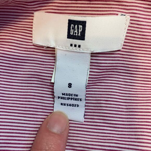 Gap Red Striped Dress with Ruffle Button Up Bodice Long Sleeve Size 8 - Picture 9 of 9